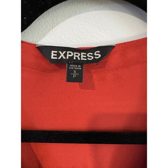 Express Women’s Half-Zip Blouse Burnt Orange Size S – Polished Long Sleeve Top - Picture 4 of 5